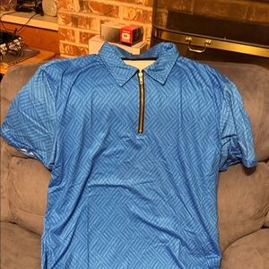 NFINITY Blue Patterned Polo with Zipper